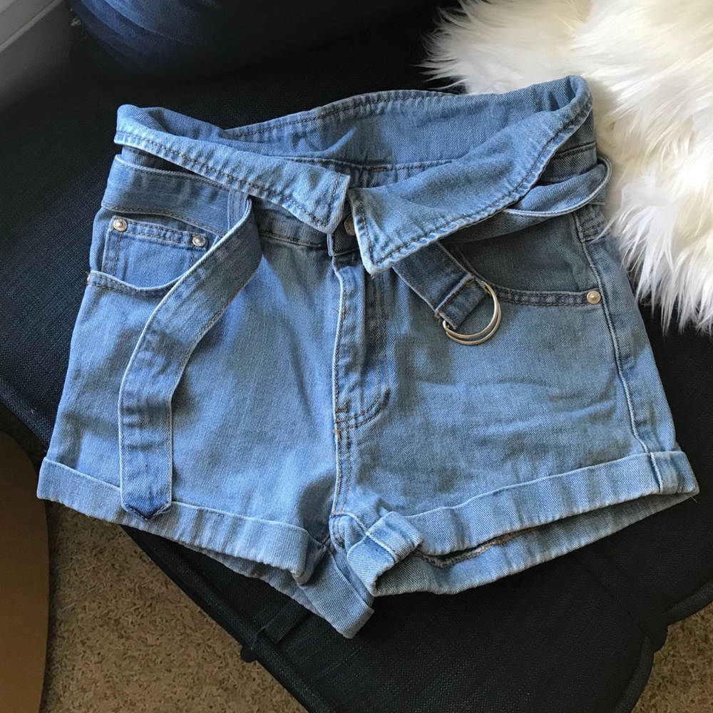 DENIM PAPER BAG SHORTS